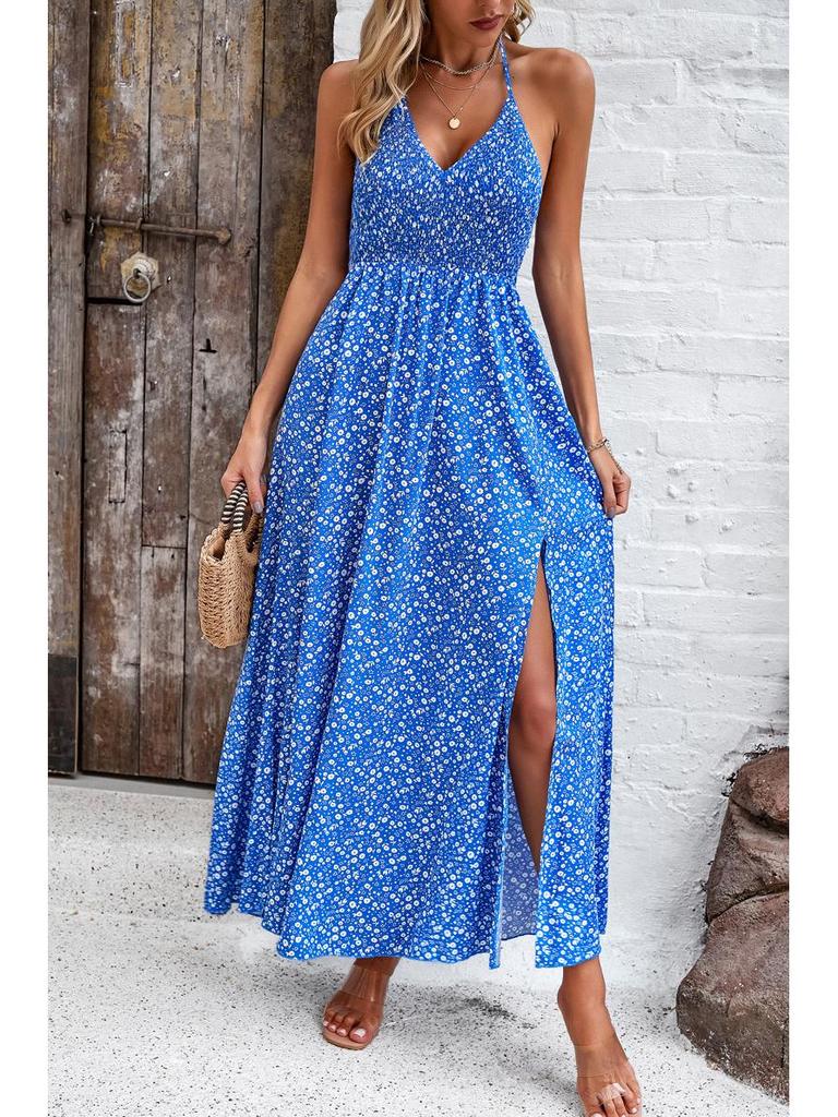 Diyun 2024 Frühling/Sommer Sling-Kleid mit Blumendruck für Freizeit und Urlaub