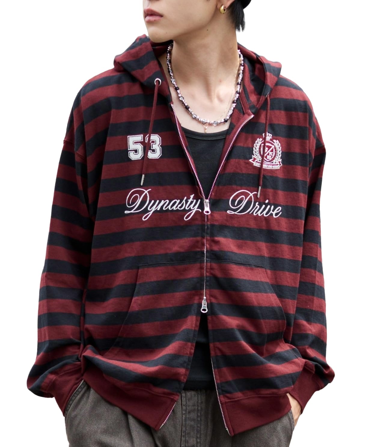 

WEGO Red Border Zip Hoodie with Size L Men s Numbering, Fall/Winter Outerwear, Streetwear, Casual, Gift, School,