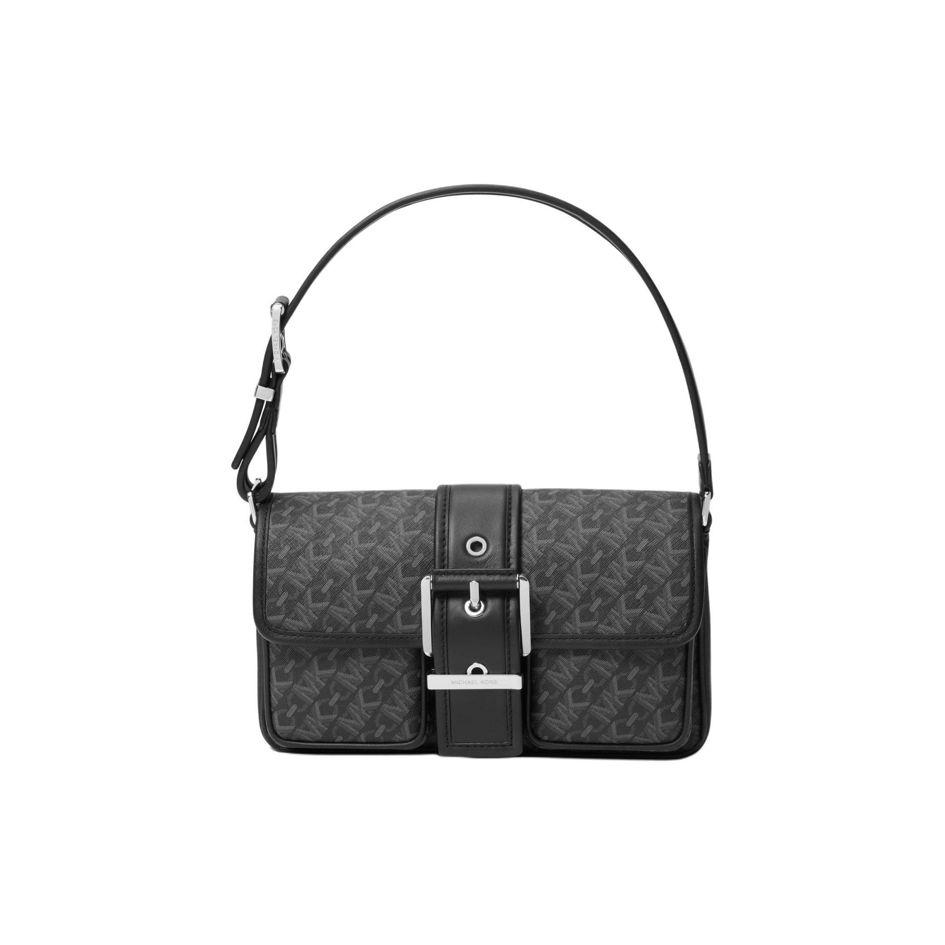 

Michael Kors Mk Colby Series Iconic Logo Print Canvas Tote Shoulder Bag Medium Women Bags Black 30S4SBAL2V-BLACK Basic Set (Bag+Dust Bag)