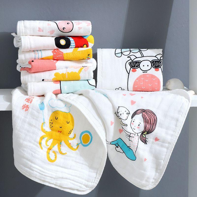 5pcs Set of Unique Six-layer High-density Pure Cotton Gauze Face Towel Towel Can Be Hung On the Wall Small Square Towel