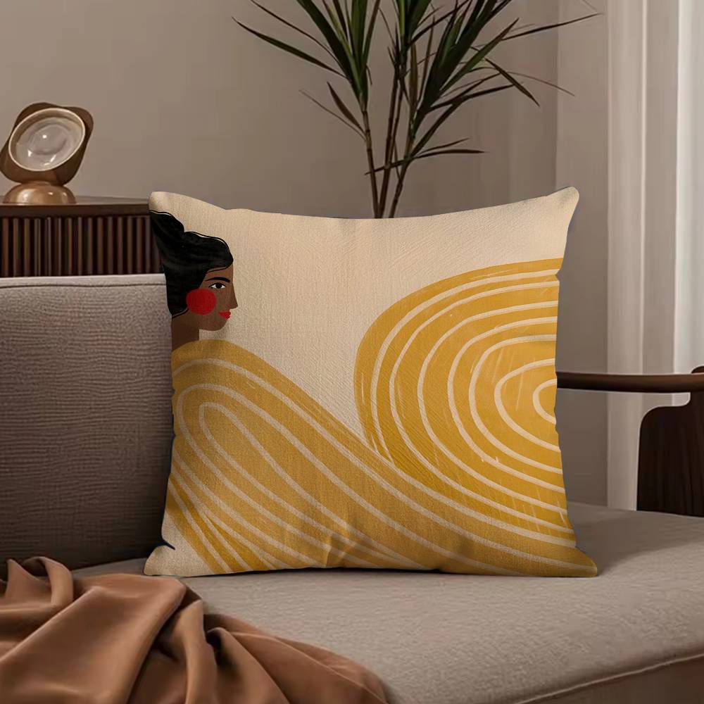 A-Abstract Figure Lines Girl Sofia Pillow Case Null