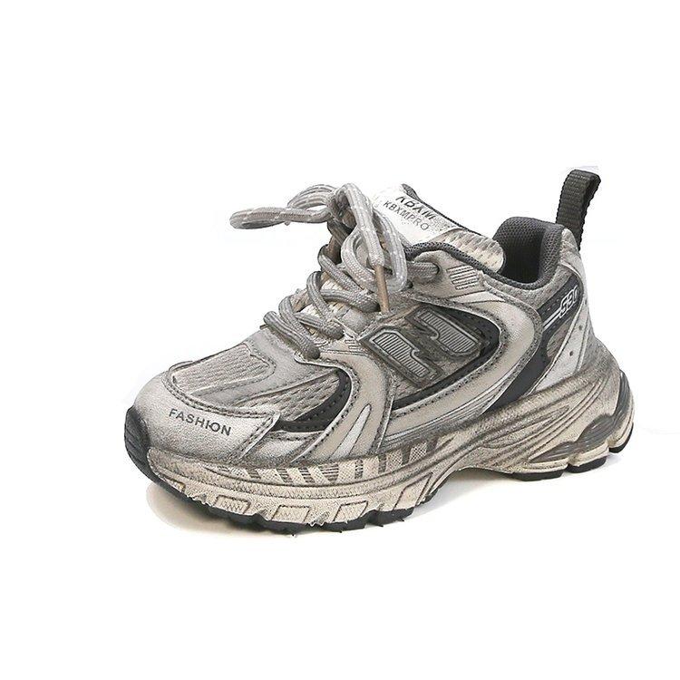 Leather boys' shoes spring 2025 new girls' dad shoes medium and older children's sports shoes children's Korean version of running shoes