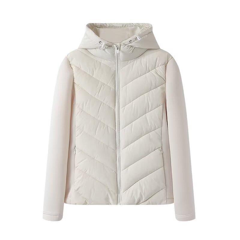 

Z Cross-border European & American-Style 2026 Women s Patchwork Long Sleeve Stand Collar Cotton-Padded Jacket Extra Small белый