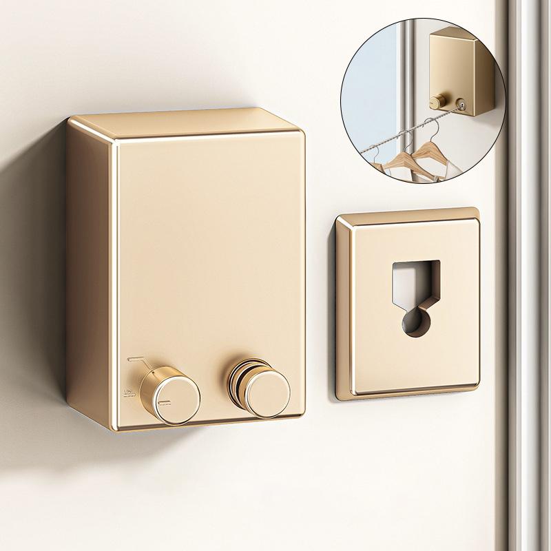 Varal Retrátil Sem Furos El Pendurado na Parede Rack para Secar Roupa Arame de Aço Interno Organizador Invisível Cabide de Lavanderia