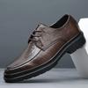 Fashion Bright Upper Man Casual Shoe Round Toe Low-Top Brogue Cowhide 2025 Trend Social Adults Summer Sale Elegant Leather Shoes for Men