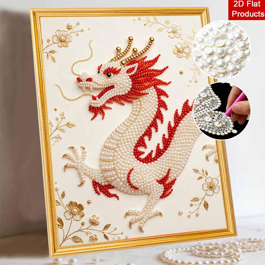Kit Perla del Drago 5D Fai da Te con Strass Rotondi Artigianato Artistico per Adulti Decorazione Murale per la Casa Design Senza Cornice Adatto ai Principianti