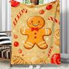 Gingerbread Man Design Flannel Blanket - Warm and Soft, Perfect for Sofas, Beds, Living Rooms, Offices, and Travel. Christmas.