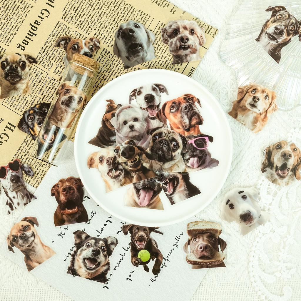 50 Pet Realistic Dog Emoji Stickers Dog Theme Handbook Decorative Materials Waterproof Stickers