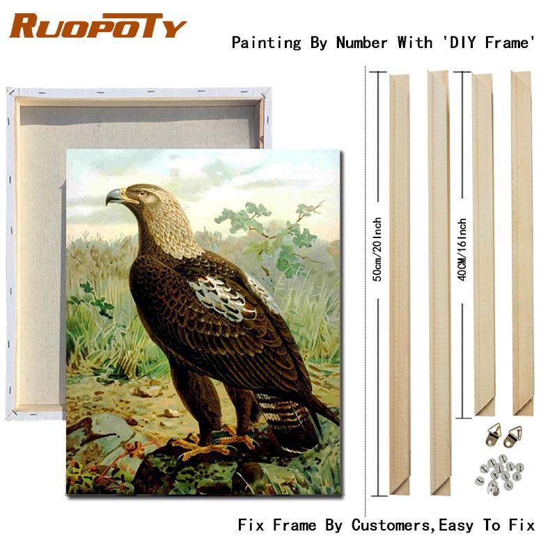 

Ruopoty DIY рамка Diy картины по номерам животные картина настенная живопись на холсте акриловая краска для украшения дома