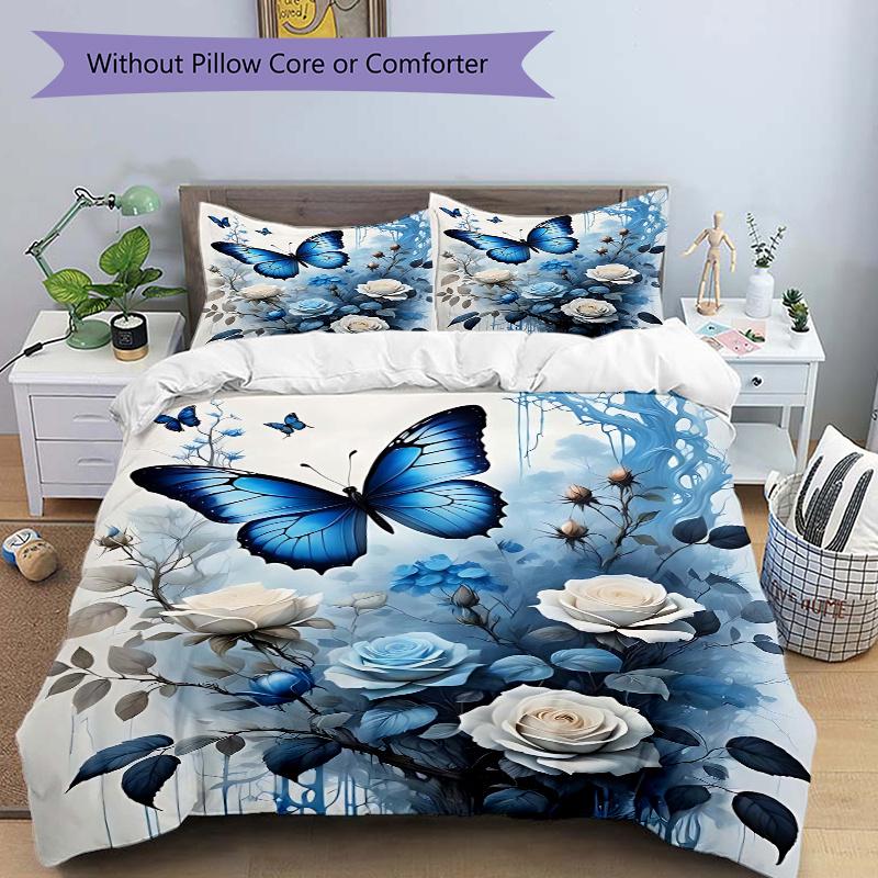 

3pcs Creative Butterfly Art Printed Quilt Set - Soft and Comfortable Quilt Cover for Bedroom, Guest Room M039 135x200cm