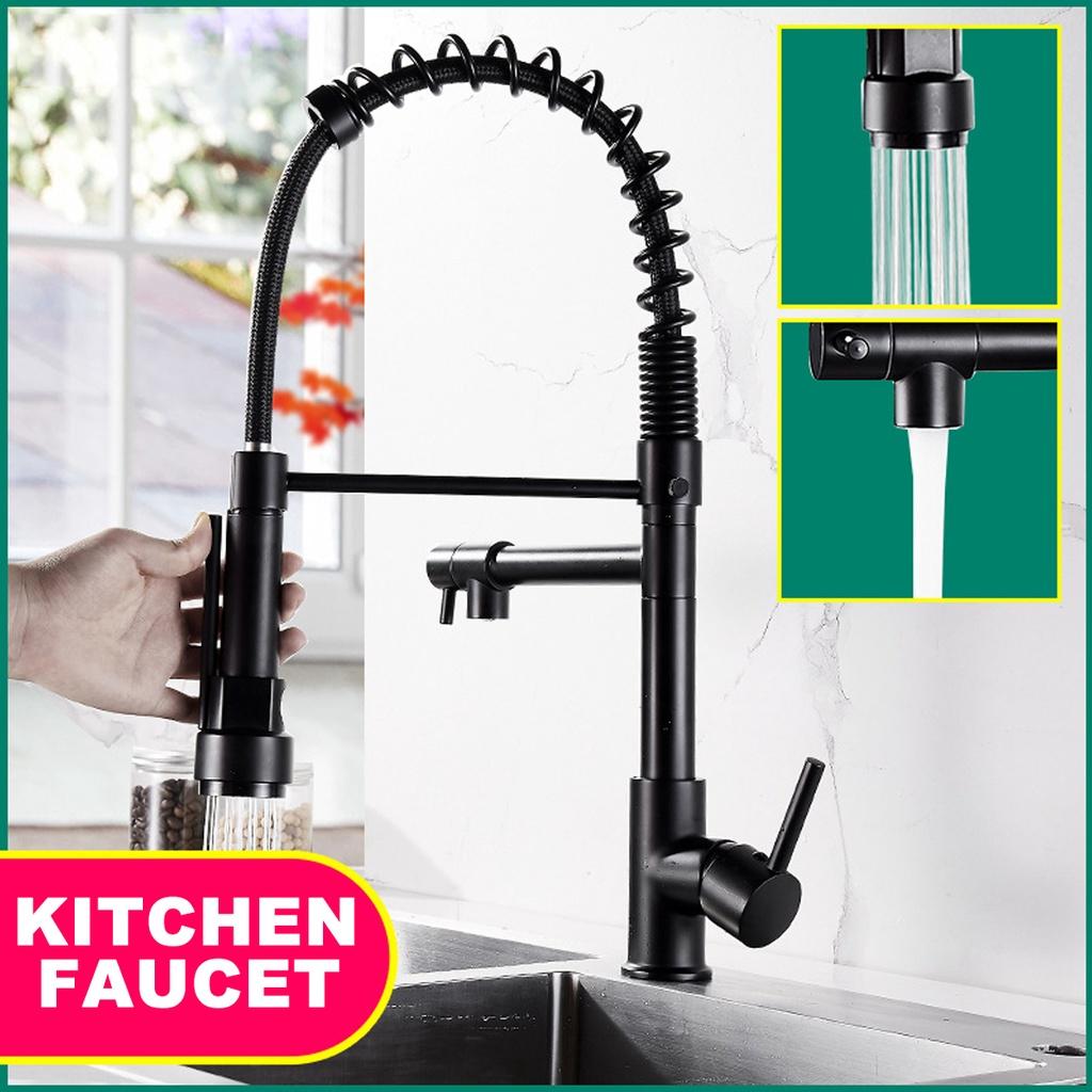 Black Chrome Brushed Nickel Flexible Kitchen Faucets Pull Out Mixer Tap Faucet Spring Style Spray Deck Mounted Kitchen Water Tap  Cold Kitchen Faucet