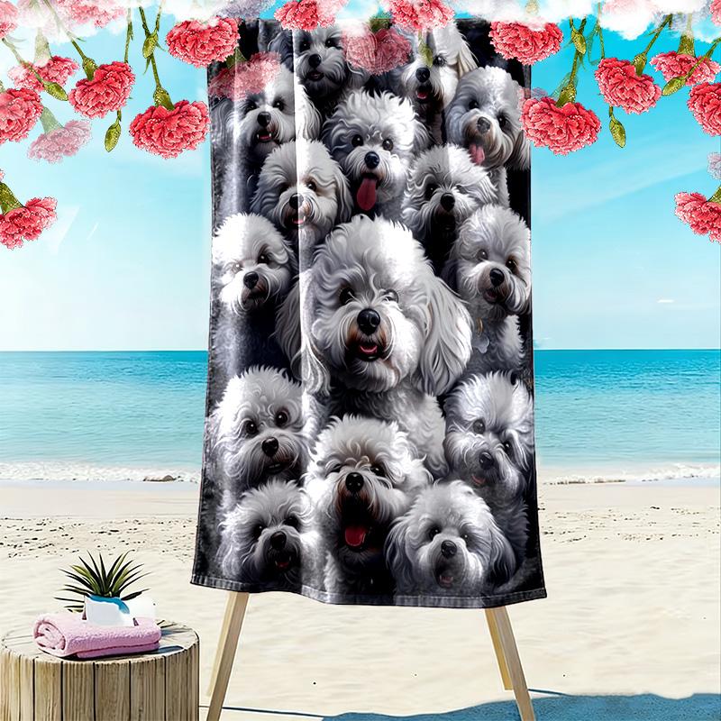 Pitbull Yorkshire Print Beach Towel, Large Soft Quick Dry Towel for Beach Camping Swimming