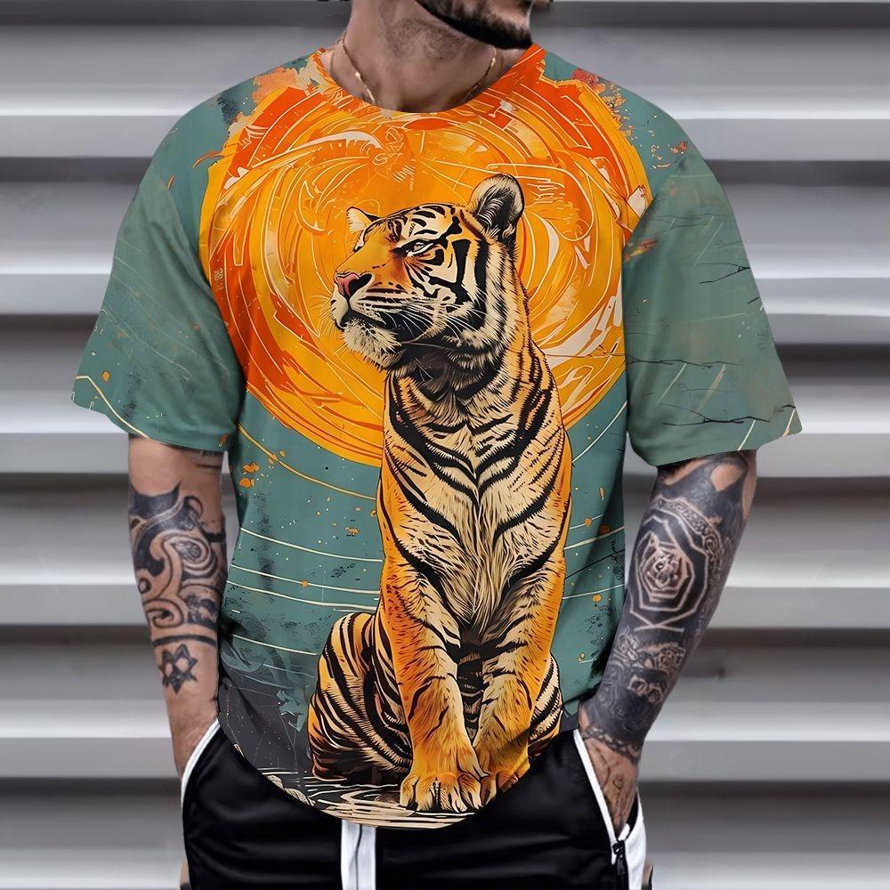 Men's 3D Printed T-shirt, Oversized Short Sleeved Round Neck T-shirt, Fashionable, Casual and Versatile