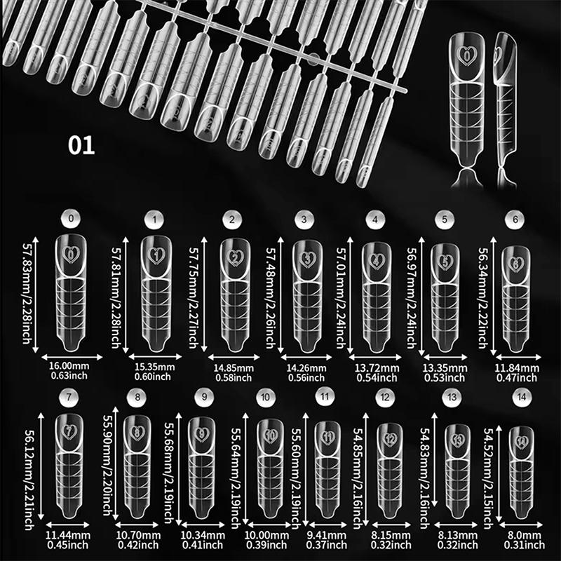30/60/75/150 Stück Französische Dual-Formen 15 Größen Klar Wiederverwendbar Nagelverlängerung Builder Gel Französische Spitze Maniküre-Werkzeug DIY Kunst Salon