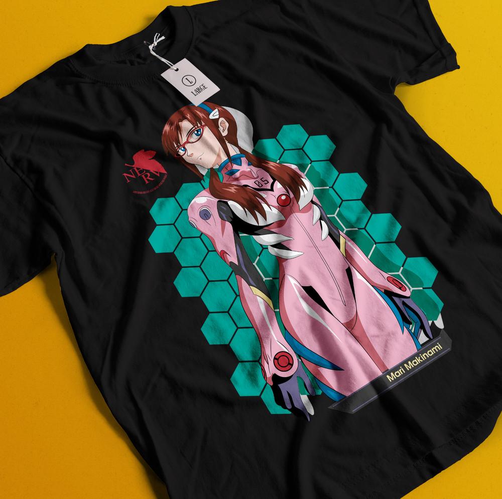 

Neon Genesis Evangelion T-Shirt Mari Tshirt Eva Shirt Ayanami Tee Misato Asuka L