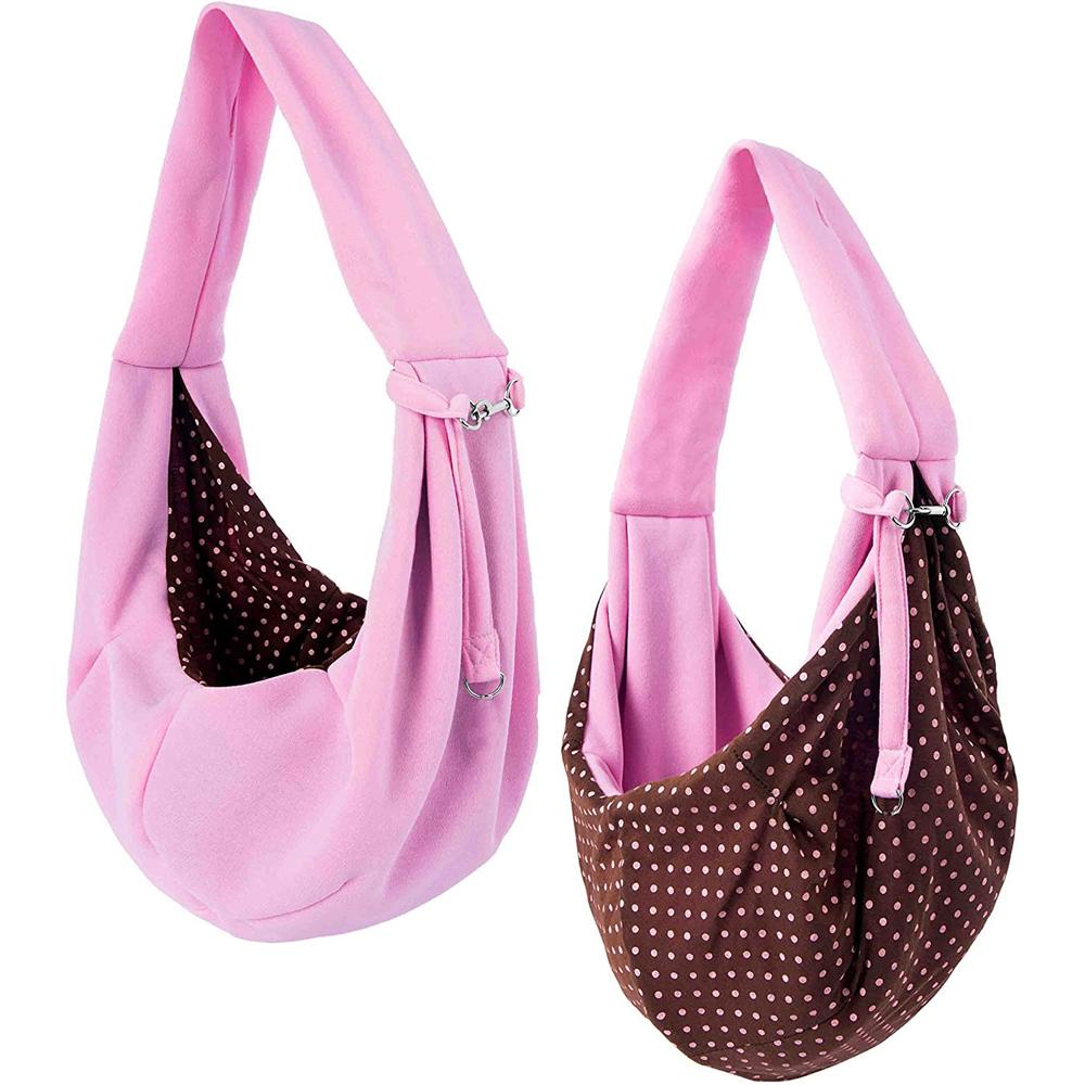 Dog Carrier Sling Adjustable Pet Crossbody Carrier Reversible Puppy Carrier Travel Safety Shoulder