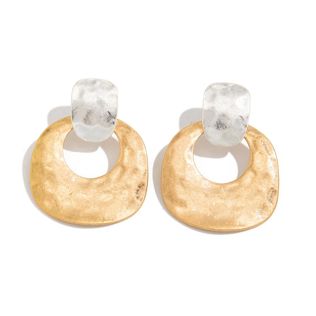 Modische Metalltextur Glänzende Ohrstecker Design Plissierte Unregelmäßige Geometrische Ohrringe