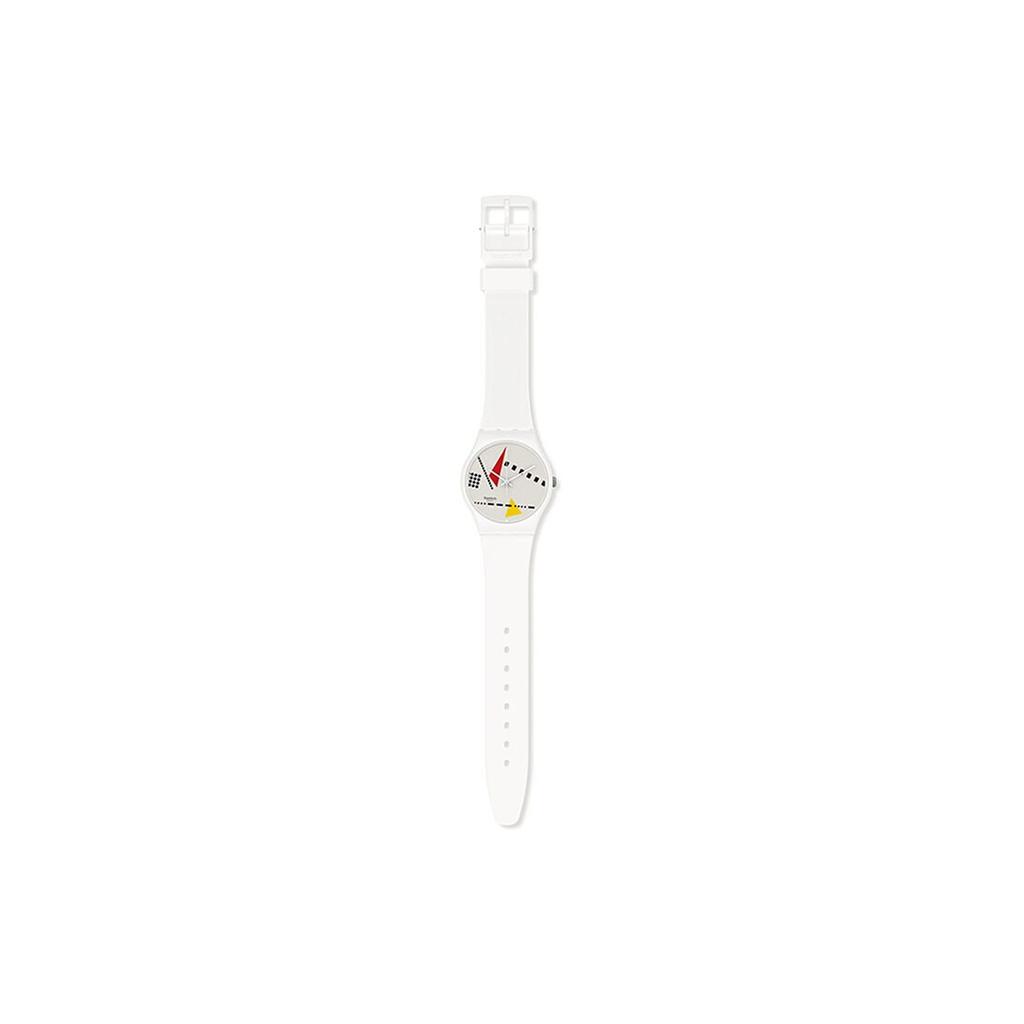 Swatch Quartz Movement Retro Memphis Style Color Block Return To 1984 Classic Couple Watch Unisex Watches White S031W106