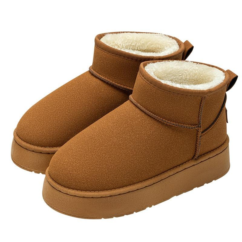 thick-soled snow boots cotton boots women's new winter velvet thickened medium tube waterproof non-slip warm cotton shoes
