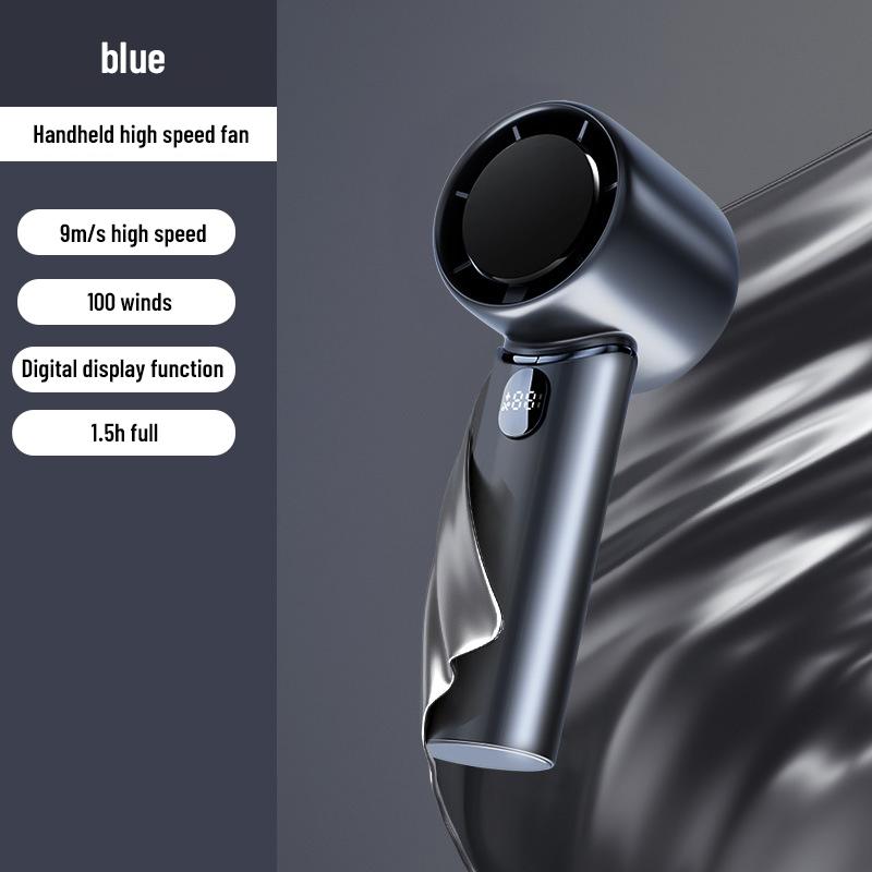 

Ручной небольшой вентилятор, 100 скоростей ветра, регулируемый мини-портативный ручной вентилятор, работающий от аккумулятора, перезаряжаемый 5000 мАч, электрический вентилятор синий
