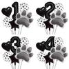 Black Dog Paw & Animal Number Foil Balloon Set for Pet Birthday Decorations