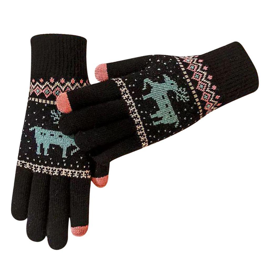 Stretch Women Men Ridding Couple Gloves Knit Mittens Christmas Gloves Winter Gloves