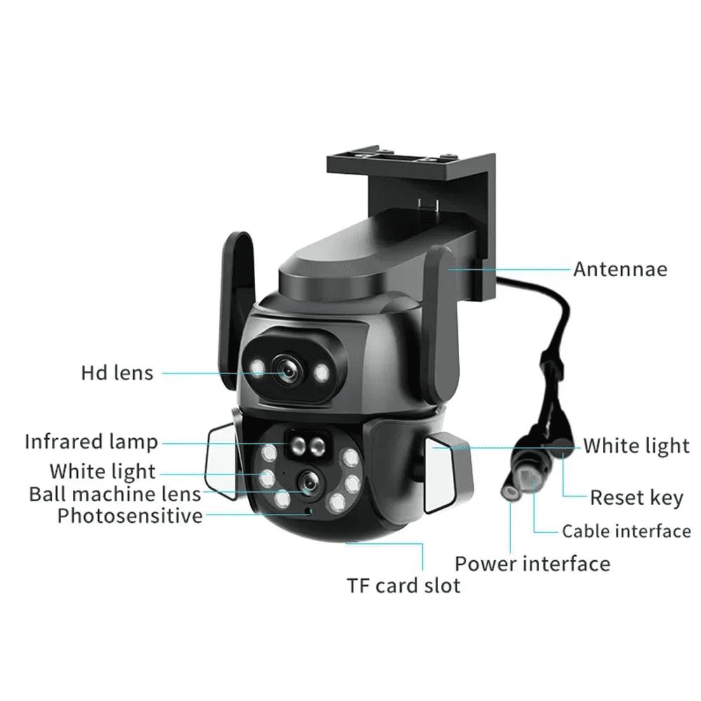 2025 Yeni WIFI Kamera PTZ 4K 8MP Çift Ekran Dürbün AI Vücut Otomatik Takip CCTV Güvenlik Akıllı Dış Mekan Gece Görüşlü İzleme