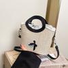 Sweet bow woven bag women's new trendy fashion literary portable vegetable basket bag messenger bag
