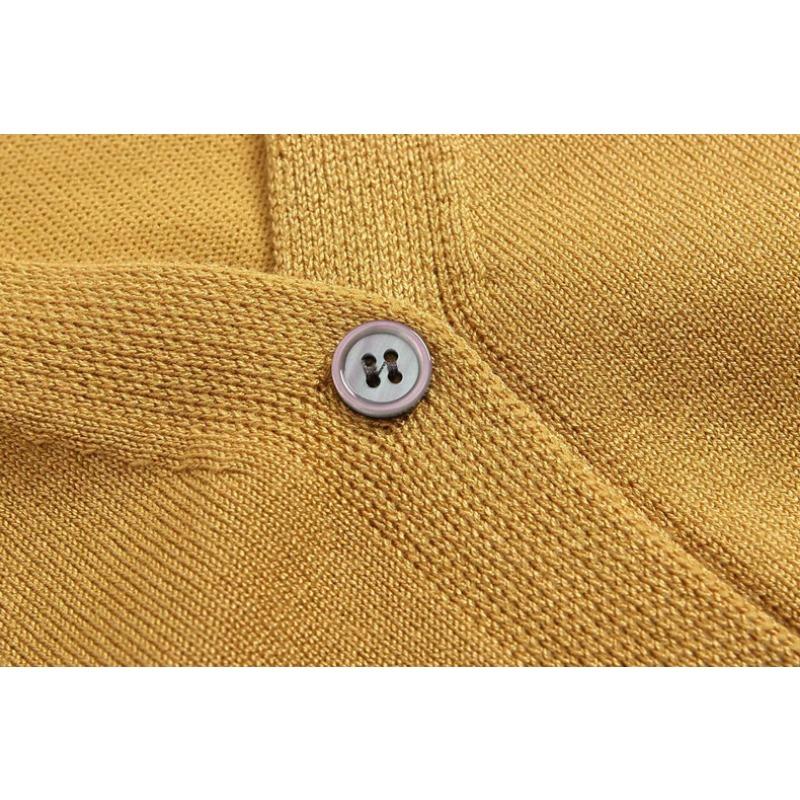 VEZFAA Women's Fashion Casual Fall Winter Solid Color Print Long Sleeve V-Neck Sweaters