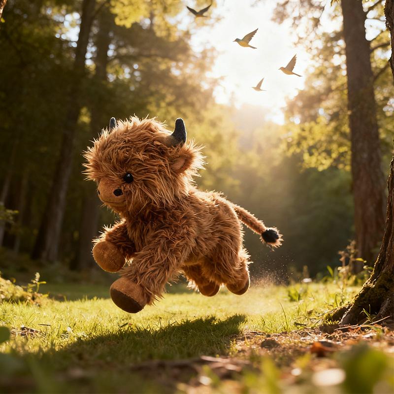 25CM Simulated Long-haired Cattle Plush Toys Soft Stuffed Animal Doll for Bedroom Decoration Christmas Children's Birthday Gift