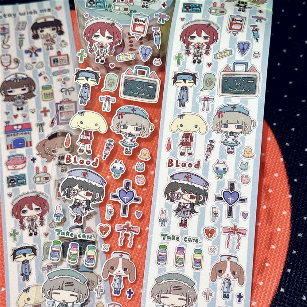 One Cycle Cute Hand-drawn Anime Cartoon Girl Stickers 35-50cm for Craft Supplies Scrapbooking Material Phone