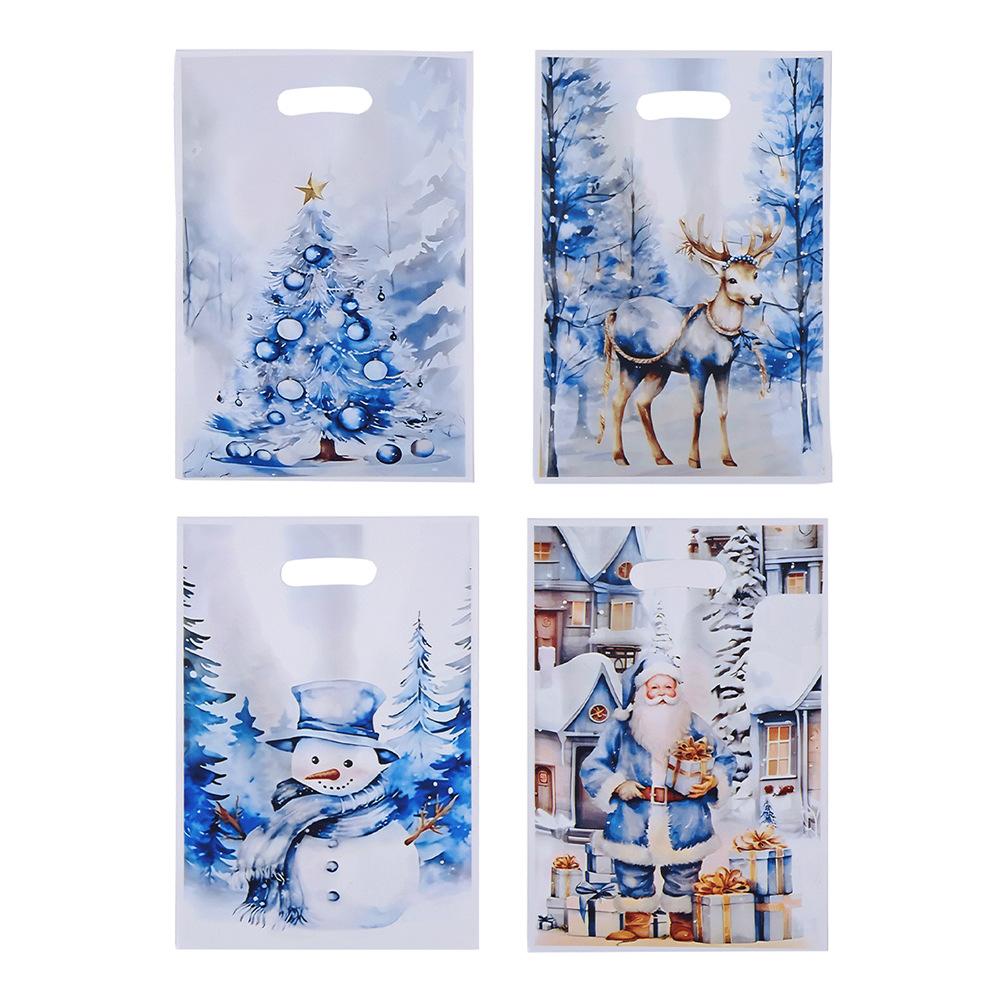 Christmas Party Favor Bag Cartoon Print Candy Tote Holiday Gift Exchange Bag Reusable Christmas Celebration Souvenir for Kids