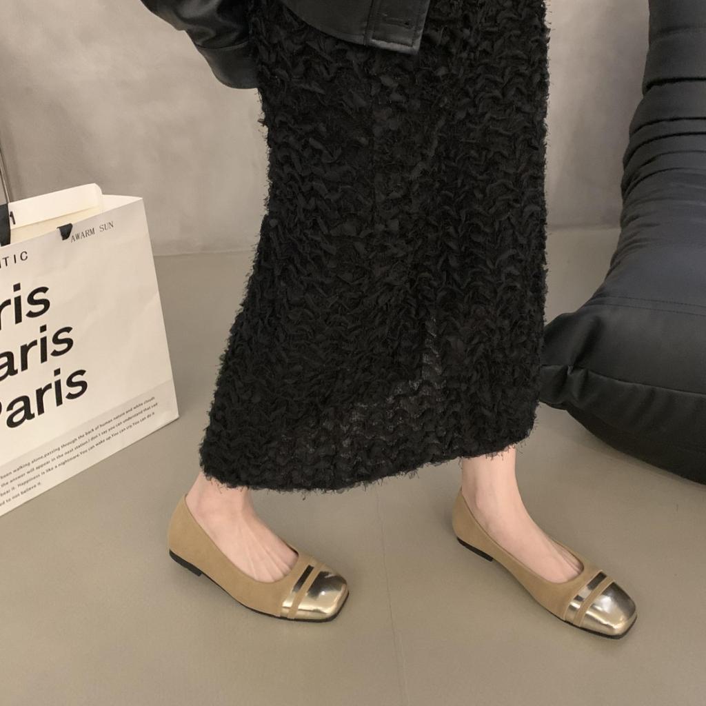 Square Head Color Matching Gentle Wind Shoes Women's New Spring and Autumn Light Mouth Skirt