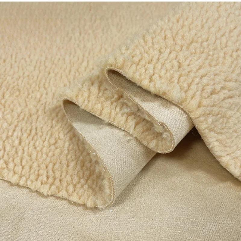 Tessuto Composito Suede e Lana d'Agnello Spesso 50x150cm Caldo per l'Inverno Cappotto Abbigliamento da Motociclista Giacca a Vento Tessuto alla Moda per Cucito