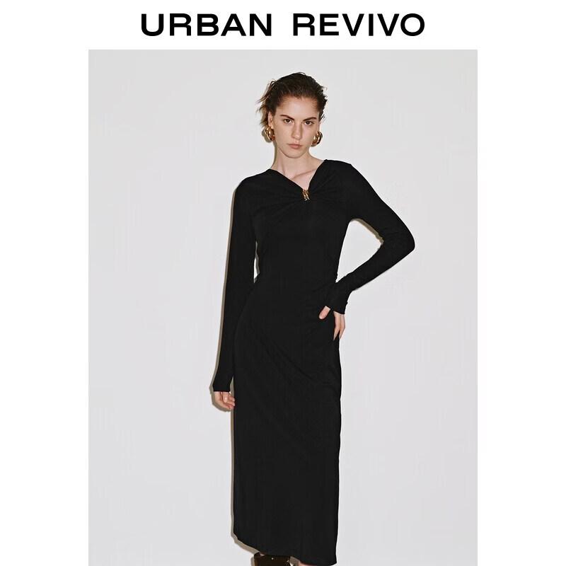 UR Women's Elegant Pleated Long Sleeve Dress