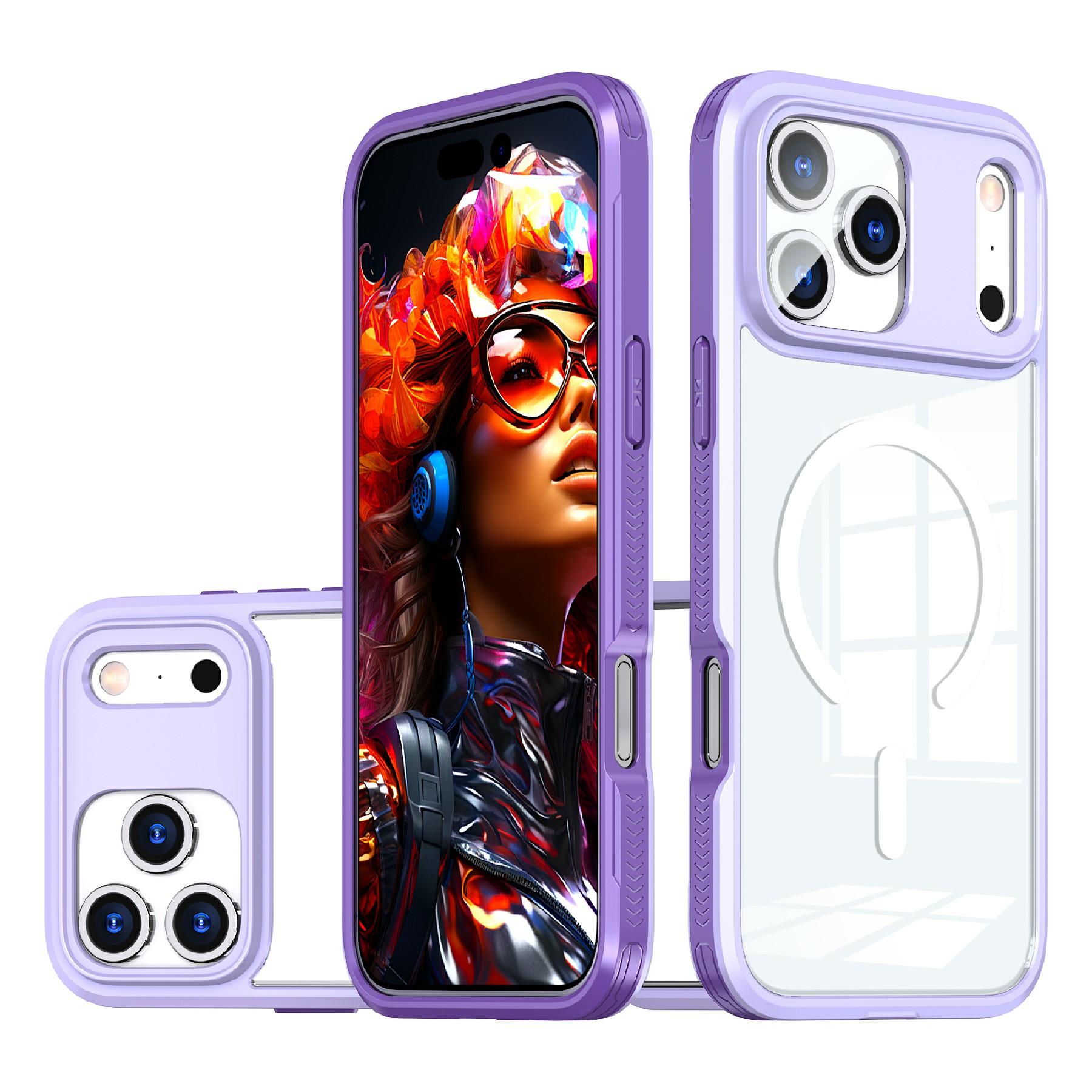 

For iPhone 17 Pro Max Case Compatible with MagSafe TPU PC Clear Phone Back Cover