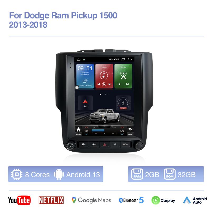 

10.4 Car Multimedia Video Player For Dodge Ram Pickup 1500 2013-2018 GPS Navigation Radio Stereo Android13 Auto Carplay 4G WiFi