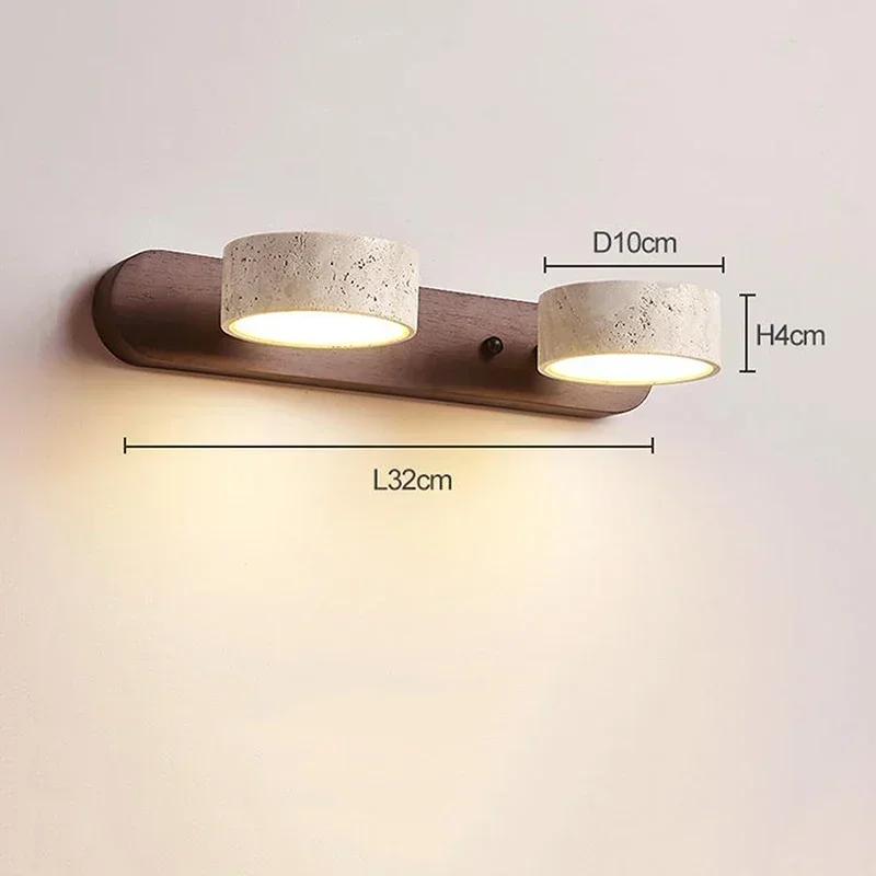 

Travertine Wall Light, Wabi-Sabi Style Rotatable LED Lamp, Dimmable Lighting for Bathroom Mirror & Vanity Area warm light 3000K