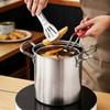 Olla para Freír Profunda de Acero Inoxidable 304 Doble Asa Olla para Sopa Utensilios de Cocina Freidora Dormitorio