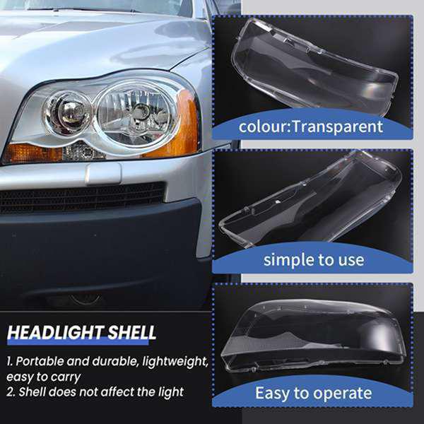 1 Pair Transparent PC Material Left Front Car Headlight Cover for VW