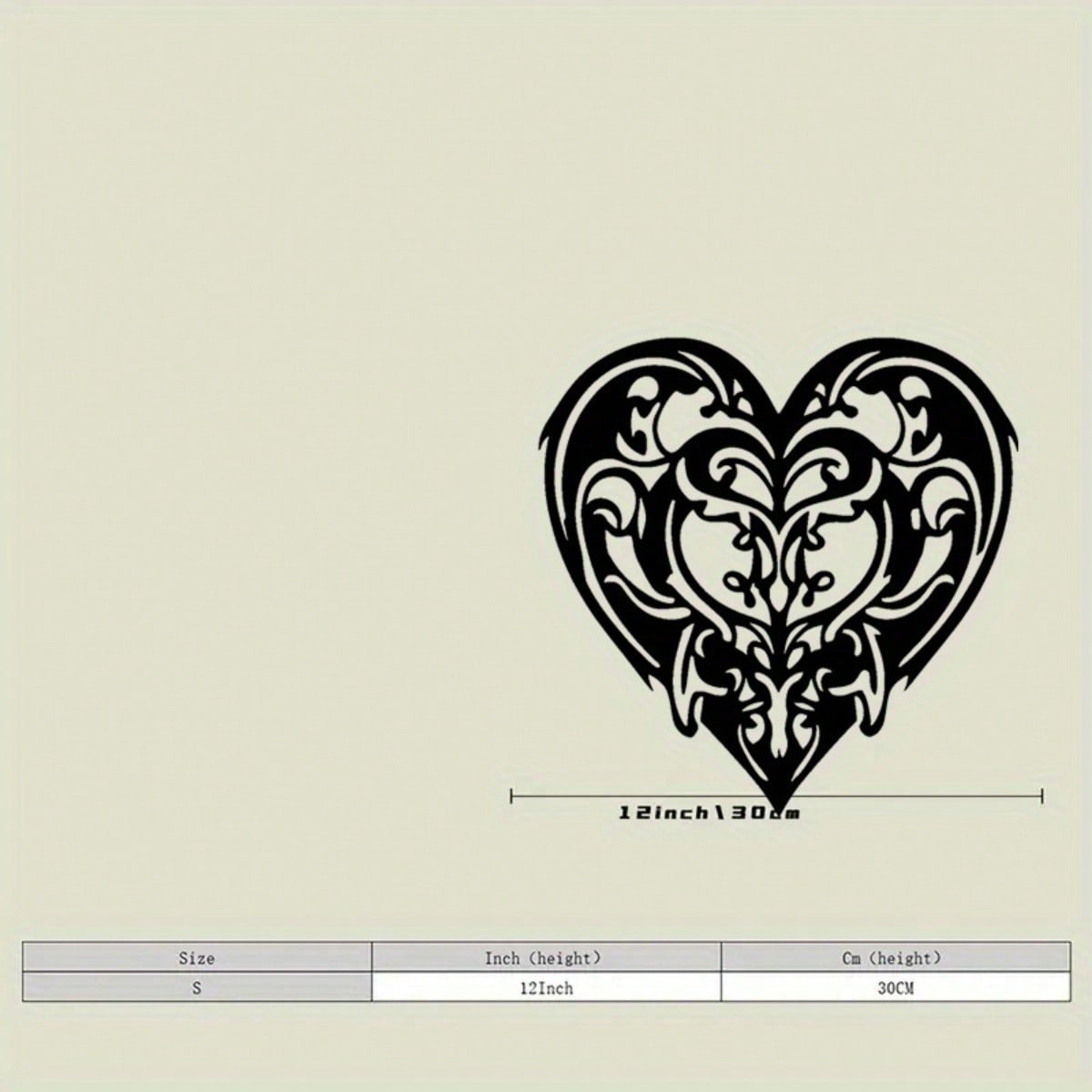 Tribal Heart Metal Wall Art Iron Sculpture Black White Swirl Pattern Valentine Gift