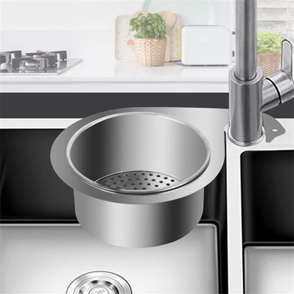 Stainless Steel Swan Sink Strainer Basket, Stainless Steel Draining Basket for Sink, Corner Swan Filter Basket for Residue and Storage,