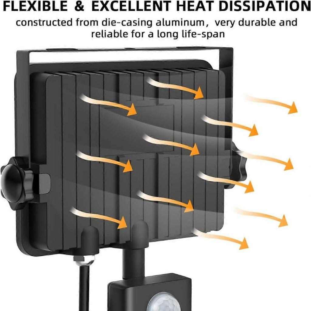 50W 5000 Lumen LED Floodlights with PIR Sensor, IP66 Waterproof Outdoor Wall Light with Remote Control for Garden, Backyard, Garage