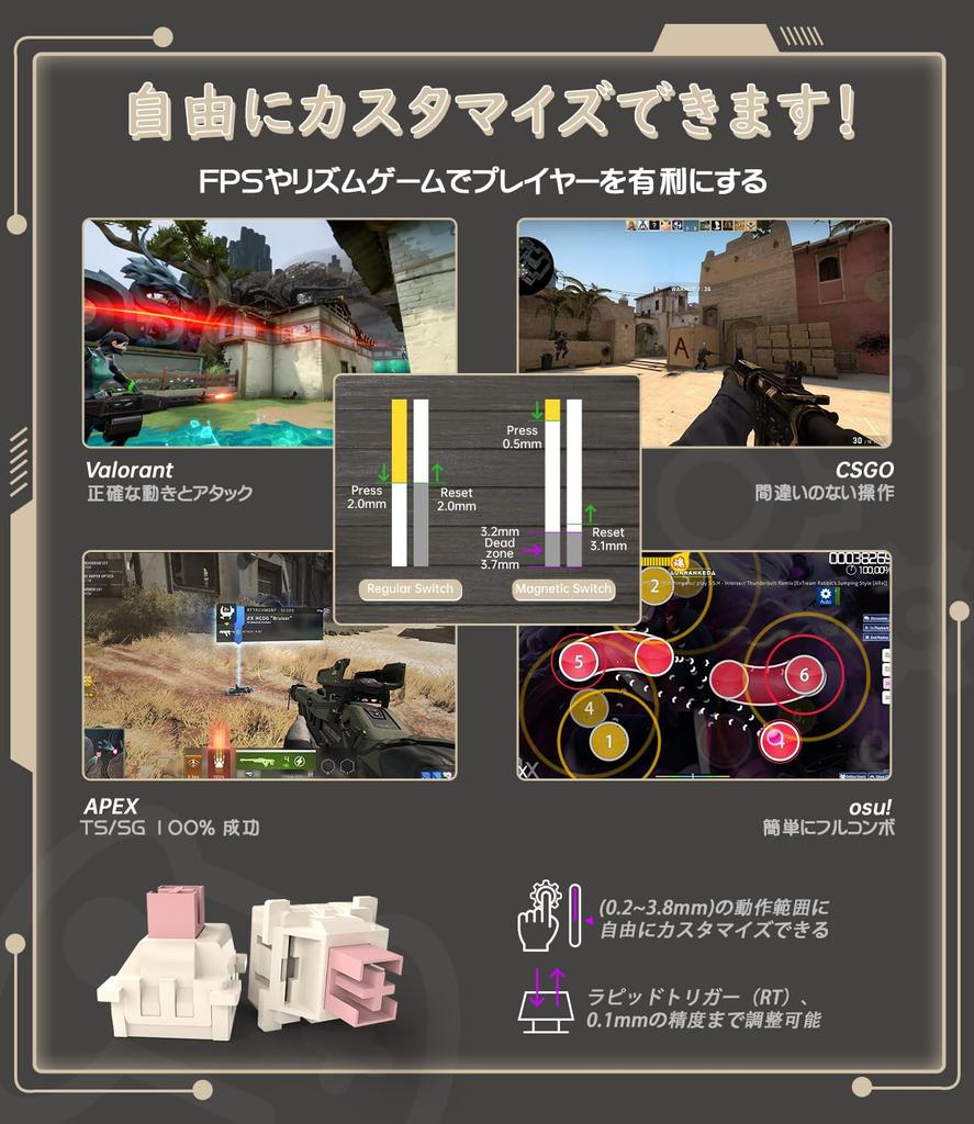 MAMBASNAKE X ATTACK SHARK K85 Rapid Trigger Wired Mechanical Keyboard with 75% RGBPBT Color Matching, Magnetic Gaming Keyboard, Adjustable Travel,