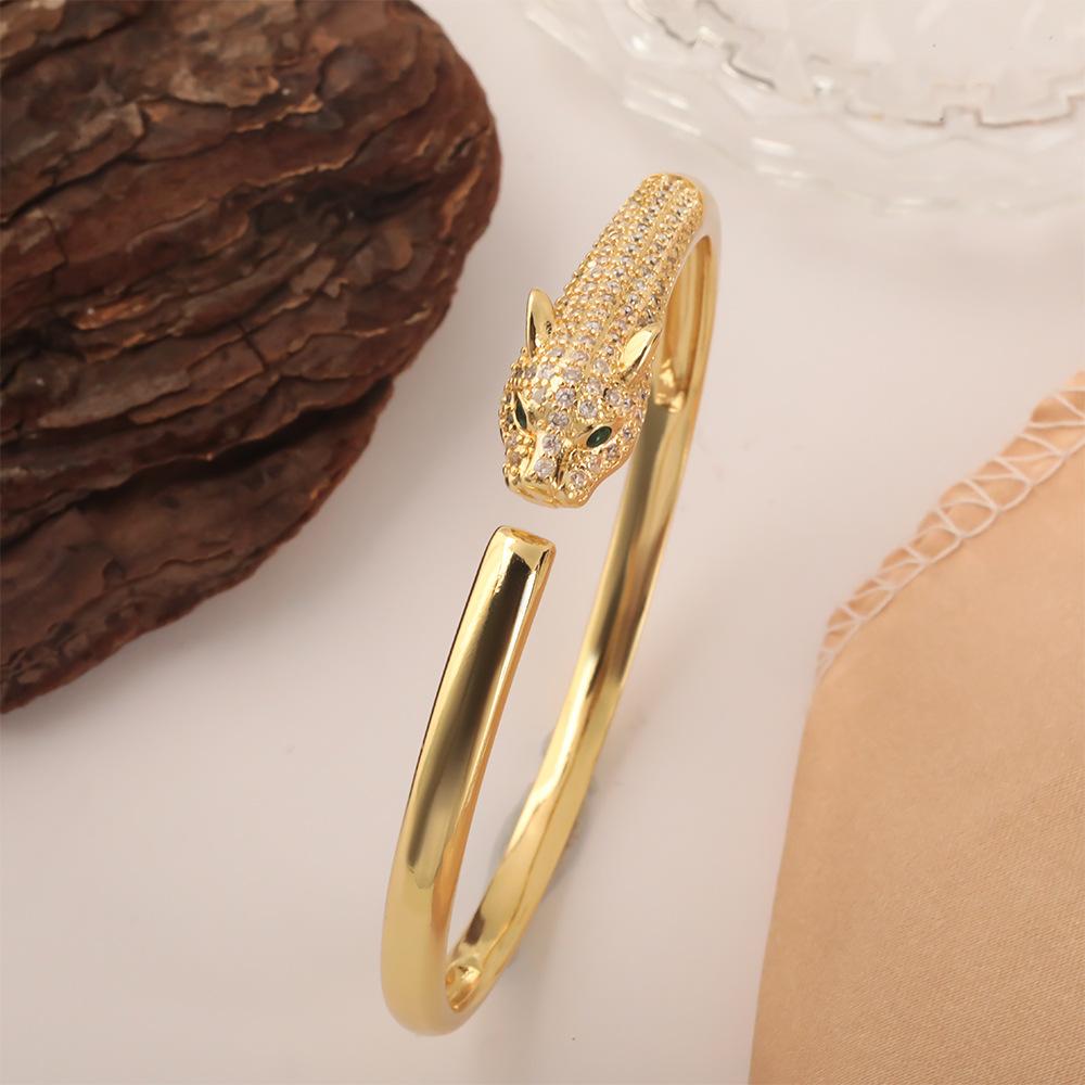 New Animal Leopard Bracelet Exaggerated Creative Hip Hop Open Bracelet One Size(18CM~21CM)