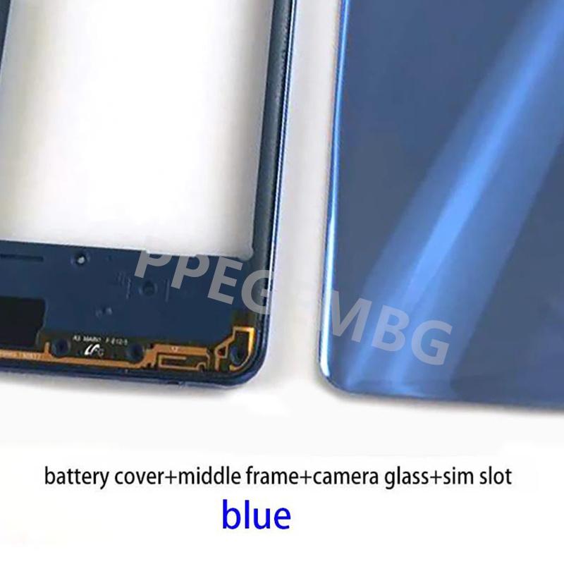 For Samsung Galaxy A30 A305 Housing Middle Frame Chassis Battery Cover Shell Lid Case Rear Back Panel Camera Glass Sim Slot