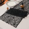 Halloween Black Lace Table Runner Halloween Table Decoration Skull Soft Table Runner Holiday Party Decoration Table Flag