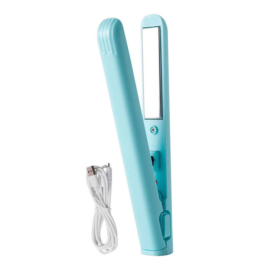 Portable USB Curling Iron Heats Up Fast Mini Dual Purpose Hair Straighteners Portable Hair Curler Flat Iron for Short Hair