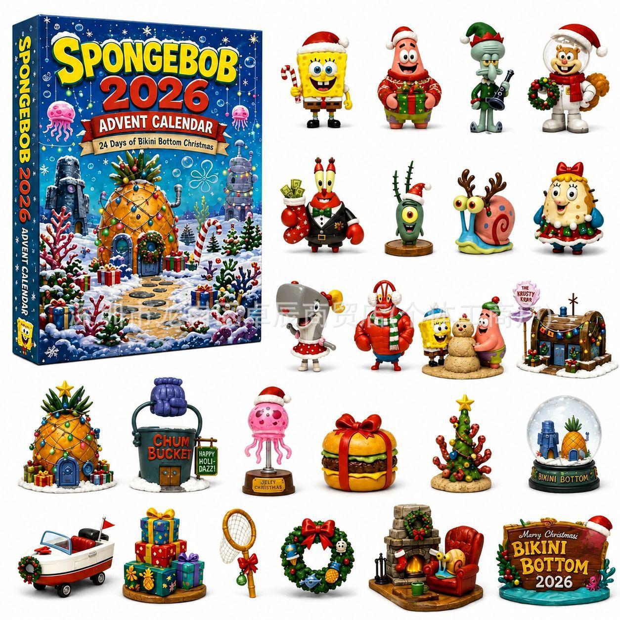 2026 Adventskalender Acryl Blind Box Weihnachts-Countdown-Kalender 24 Tage Überraschungsspielzeug Schreibtischdekoration Sammlerstück Geschenk 1pcs
