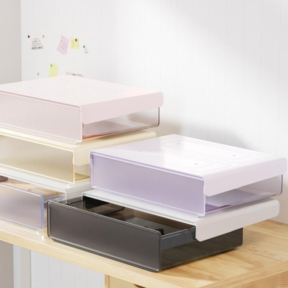 Slide Buckle Drawer Storage Box Space Saving Hidden Office Organizer  Table Under